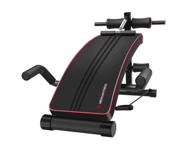 American fitness multi functional abdominal sit up bench with tummy trimmer, back handle and resistance band