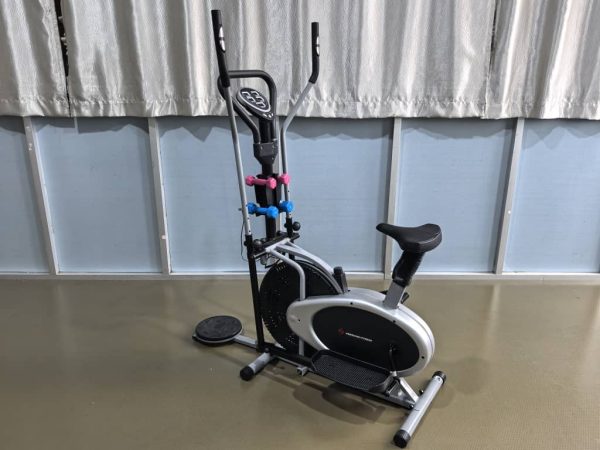 Orbtack/Elliptical bike with dumbbells, twister, stepper and back rest